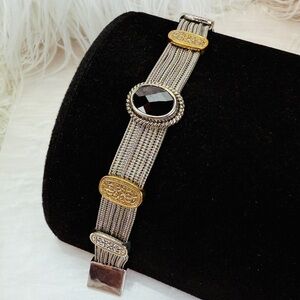 Vintage mixed metal two tone aged Silvertone Goldtone bling accents Bracelet